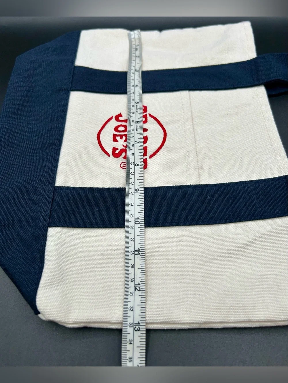 TRADER JOE’S Mini Canvas Tote Bag in Navy Blue.